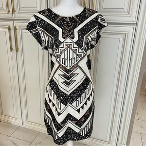 Express Black and White Geometric Mini Dress